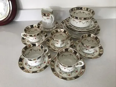 Buy Vintage Imari Pattern Melba Bone China, 19 Piece 5 Cups And Saucers 5 Tea Plates • 35£