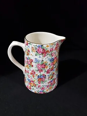 Buy Vintage Lord Nelson Pottery Porcelain Pitcher Milk Jug Chintz Cabbage Roses Gold • 34.96£