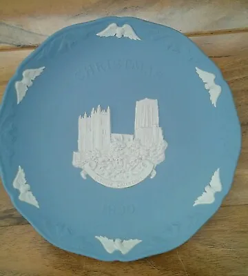 Buy Wedgwood Blue Jasperware Durham Cathedral 1990 Christmas Plate 18cms • 4.99£
