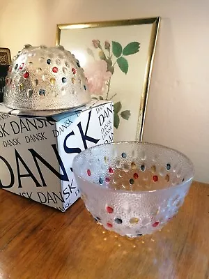 Buy Pair Of Boxed Dansk Danish Scandinavian Art Glass Confetti Bubble Dessert Bowls • 54.99£