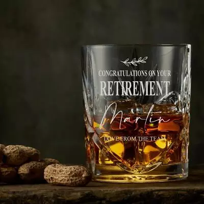 Buy Engraved Retirement Crystal Cut Whiskey Glass Gift BOH100-9 • 13.99£