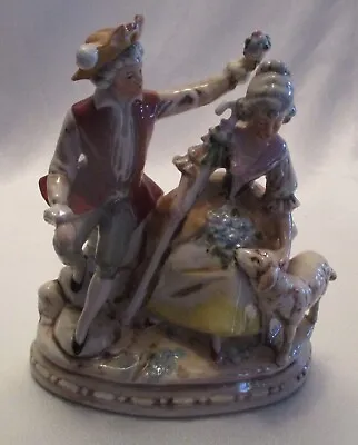 Buy Dresden Pastoral Figurine Featuring Couple With Lamb Porcelain Marked Germany • 84.54£