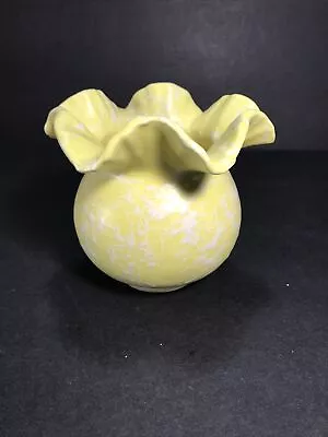 Buy Vintage Shawnee Confetti 2501 Bright Yellow Ruffled Edge Vase USA  4.5” T 5” Dia • 8.58£
