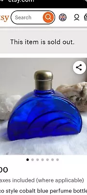 Buy Vintage Art Deco Cobalt Blue Glass Perfume/scent Bottle With Chrome Lid,. • 19£