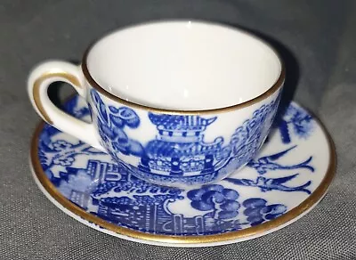 Buy Vintage Coalport Miniature Cup & Saucer Willow Pattern Blue/White VGC • 15£