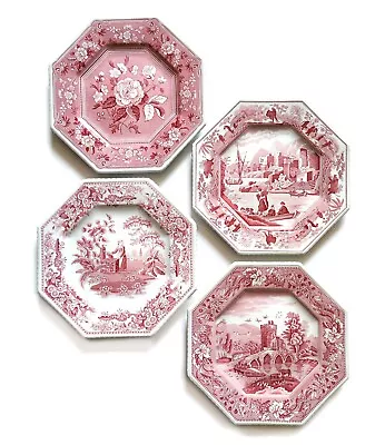 Buy SPODE ARCHIVE SUTHERLAND OCTAGONAL LUNCHEON PLATES CRANBERRY Set Of 4 • 58.73£