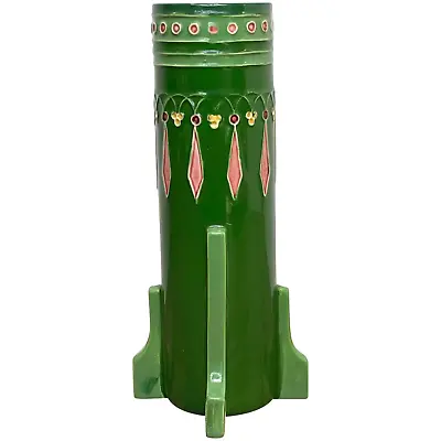 Buy Fine Original Art Nouveau Eichwald Pottery Green Glazed Rocket Flower Vase • 395£