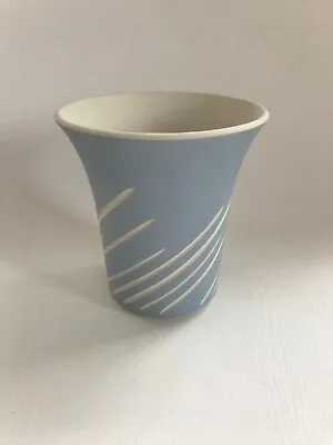 Buy Wedgwood Blue Jasperware Stripe Pattern Trumpet Vase In Excellent Condition • 9.99£