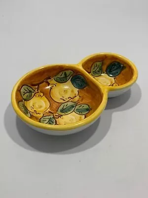 Buy Sorrento Italy Hand Painted Lemon Dip A Mano 'For Food' 2 Compartment Dish • 25£