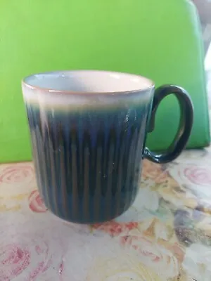 Buy Denby Greenwich Blue Green Vertical Ridge Fluted Coffee Mug, White Interior • 8£