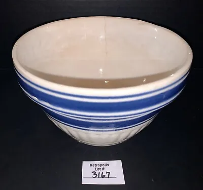 Buy Stoneware Blue Stripe Mixing Bowl 7  Vintage • 32.43£