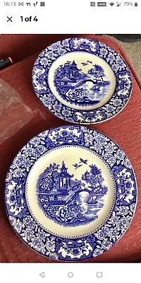 Buy Pair Vintage Swinnerton Olde Alton Ware Blue White Bone China Blue Pagoda Plates • 9£