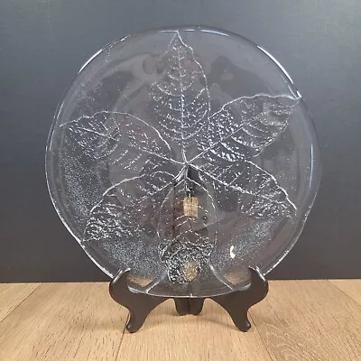 Buy Swedish Kosta Boda Glass Plate With A Pressed Frosted Leaf Design • 14.99£