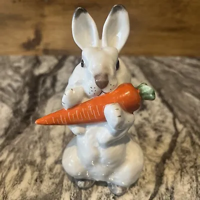 Buy Vintage Lomonosov Rabbit With Carrot, Hand Painted, USSR, Small Chip On Bottom • 20£