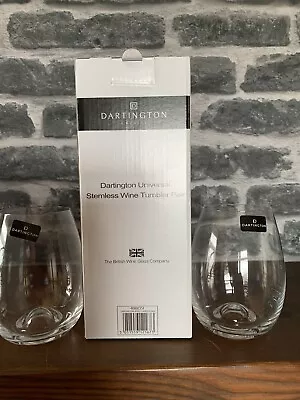Buy 2  - Pair Dartington Crystal Stemless Wine Glasses/ Tumblers - New & Boxed • 10£