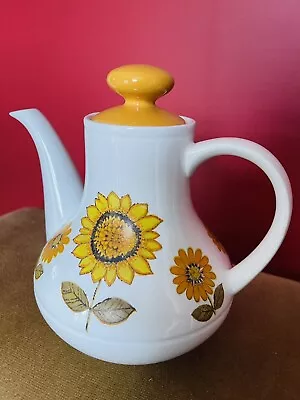 Buy Stunning Rare 1970s Alfred Meakin Tea Pot  Sunflower Glo White Ironstone Retro • 45£