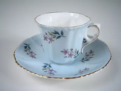 Buy ROYAL GRAFTON Fine Bone China DEMITASSE Cup & Saucer Blue W/Flowers Excellent! • 18.94£