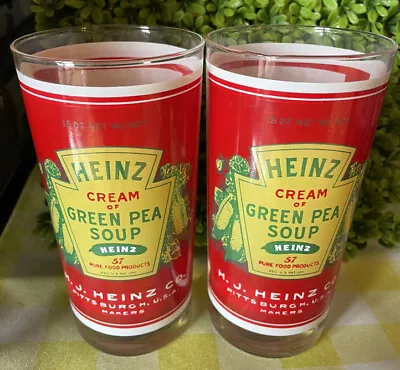 Buy Pair Vintage Georges Briard Heinz Green Pea Soup Label Cocktail Glasses Barware • 94.42£