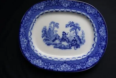 Buy Doulton Burslem Watteau Antique Flow Blue White Pottery Meat Platter Plate 34cm • 14.99£