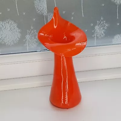 Buy Vintage Glass Vase Neon Orange Hand Blown Czechoslovakia Jack In The Pulpit  • 34.99£