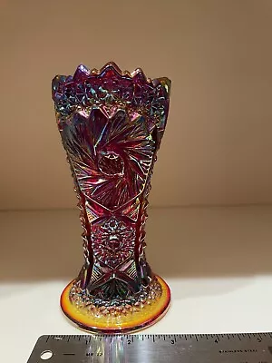 Buy L.E. Smith Multicolor Amethyst Carnival Glass Vase Pinwheel Whirling Star Design • 27.33£