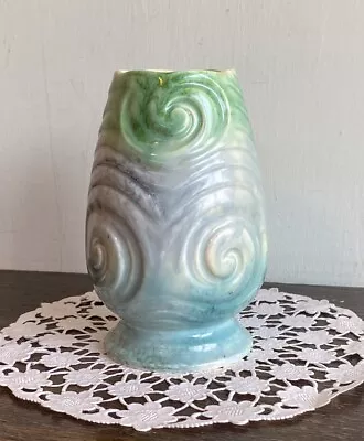 Buy Fine Sylvac Vase Art Deco 675 Green Blue Scroll 5  Tall  1940s PERFECT • 8£