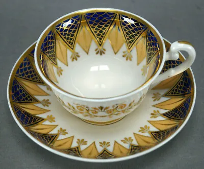 Buy Ridgway Pattern 2/925 Cobalt Peach & Gold Tea Cup & Saucer Circa 1815-1825 • 156.08£