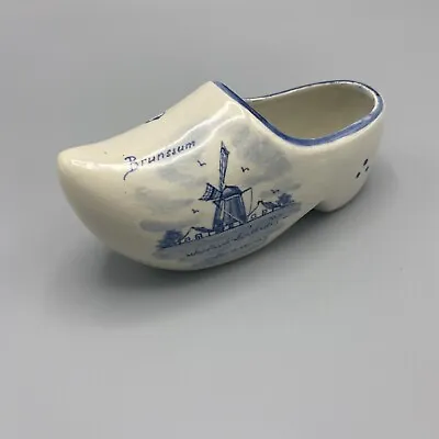 Buy Vintage Dutch Delft China Clog Blue/White Brunssum Windmill Delftware 14cm • 7.99£