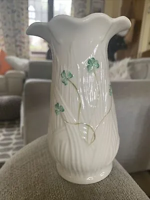 Buy Belleek Ireland Shamrock Vase 8  Embossed Porcelain Blue Mark • 6£