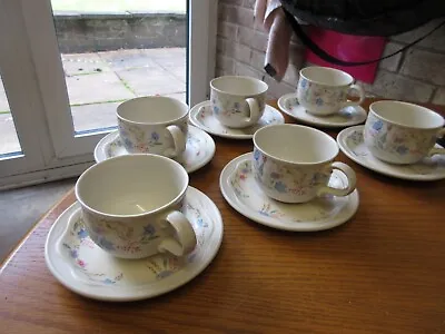 Buy Six Poole Springtime Pottery Cups And Saucers • 10£