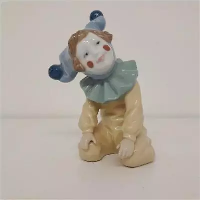 Buy Nao Lladro Jester Clown Kneeling Porcelain Figurine Blue Hat Ruffle • 5.99£