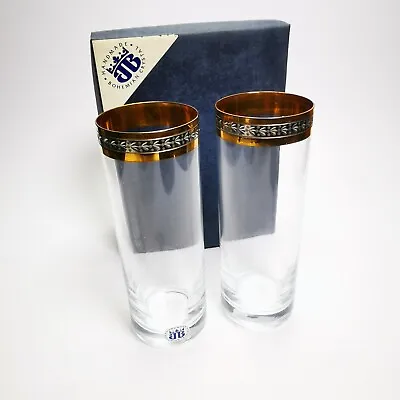 Buy ~ Vintage ~ Handmade Bohemian Crystal ~ Pair Of ~ Highball / Collins Glasses ~ • 24.95£