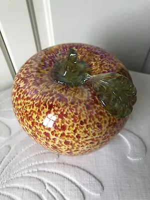 Buy Large Glass Apple Ornament - Handmade In Orange Speckled Glass • 15£