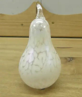 Buy John Ditchfield Iridescent White Glass Pear Paperweight • 48.06£