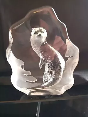 Buy Mats Johansson Lead Crystal Otter Sculpture Paperweight Sweden Signed • 17£