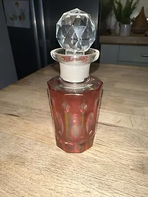 Buy Cranberry Cut Crystal Perfume Bottle  Decanter Vintage Pink • 14£