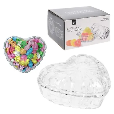 Buy Glass Sweet Bowl Sugar Jar With Lid Round Candy Container Decorative Wedding • 6.99£
