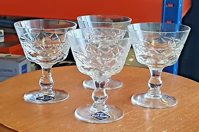 Buy 4 X Royal Brierley Crystal Bruce 4  Cut Champagne Saucer Coupe Sherbet - Signed • 50£