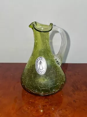 Buy RARE Vintage PILGRIM Green Cracked Handblown Glass Vase  • 11.86£