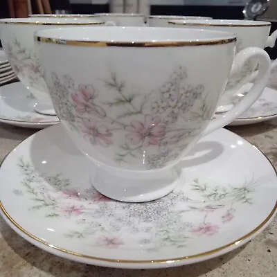 Buy 🕊 Vintage Tea Set Staffordshire Mayfair Finebone China Floral Pink, Grey, Green • 25£