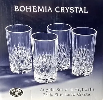 Buy Bohemia Crystal Set Of 4 Highball Glasses  Angela  Pattern (New) • 43.37£