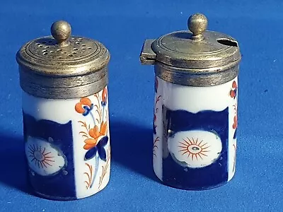 Buy A Pair Of Gaudy Welsh Imari Shakers With Silver Plate Tops • 18£