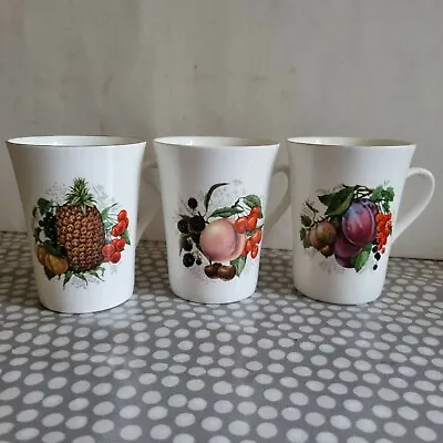 Buy Set Of 3 Ashley Bone China Mugs With Fruit Decoration  • 6£