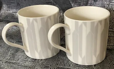 Buy Marks And Spencer Fine China Mugs X 2 - Attractive Pale Grey And White Pattern • 7.50£