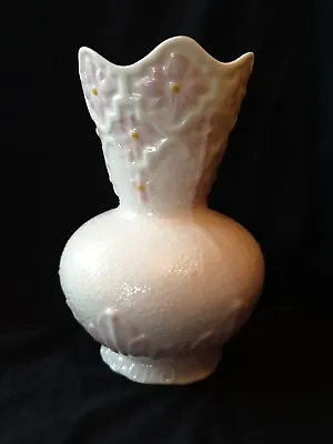 Buy Irish Belleek Porcelain China 7th Stamp Vase Pink 15.5 Cm • 4.99£