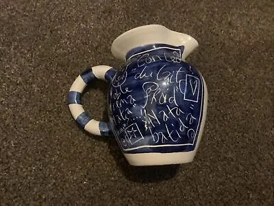 Buy Hand Made Cream Jug Ceramic Vintage French White And Blue • 5.50£
