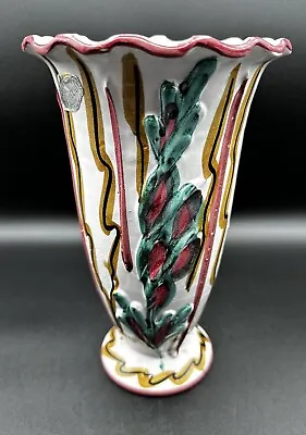 Buy Vintage Hand Painted Clay Vase Made In Italy Multi Color Floral 8.5” T Preowned • 34.58£