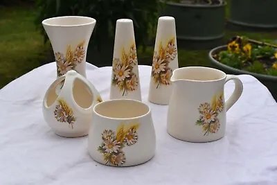 Buy Purbeck Ceramics Swanage Vase+Bud Vase+Salt+Pepper+Sugar+Milk - Great Condition • 20.55£