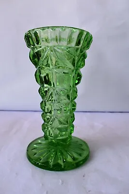 Buy Vintage Bohemian Glass Vase Diamond Cut Design Art Deco Czechoslovakia Rare  F2 • 75.74£