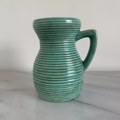 Buy 1930s Art Deco Mottled Ribbed Vase With Handle ~ Green / Turquoise  5.5  (14cm) • 28.99£